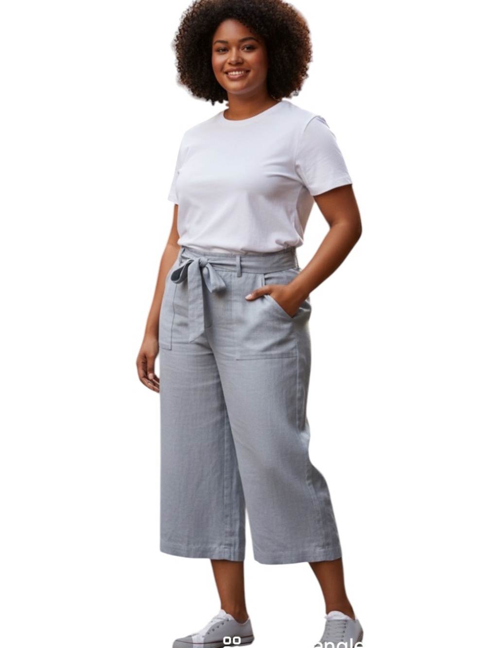 **NWT** Linen Blend Tie-Waist Capris